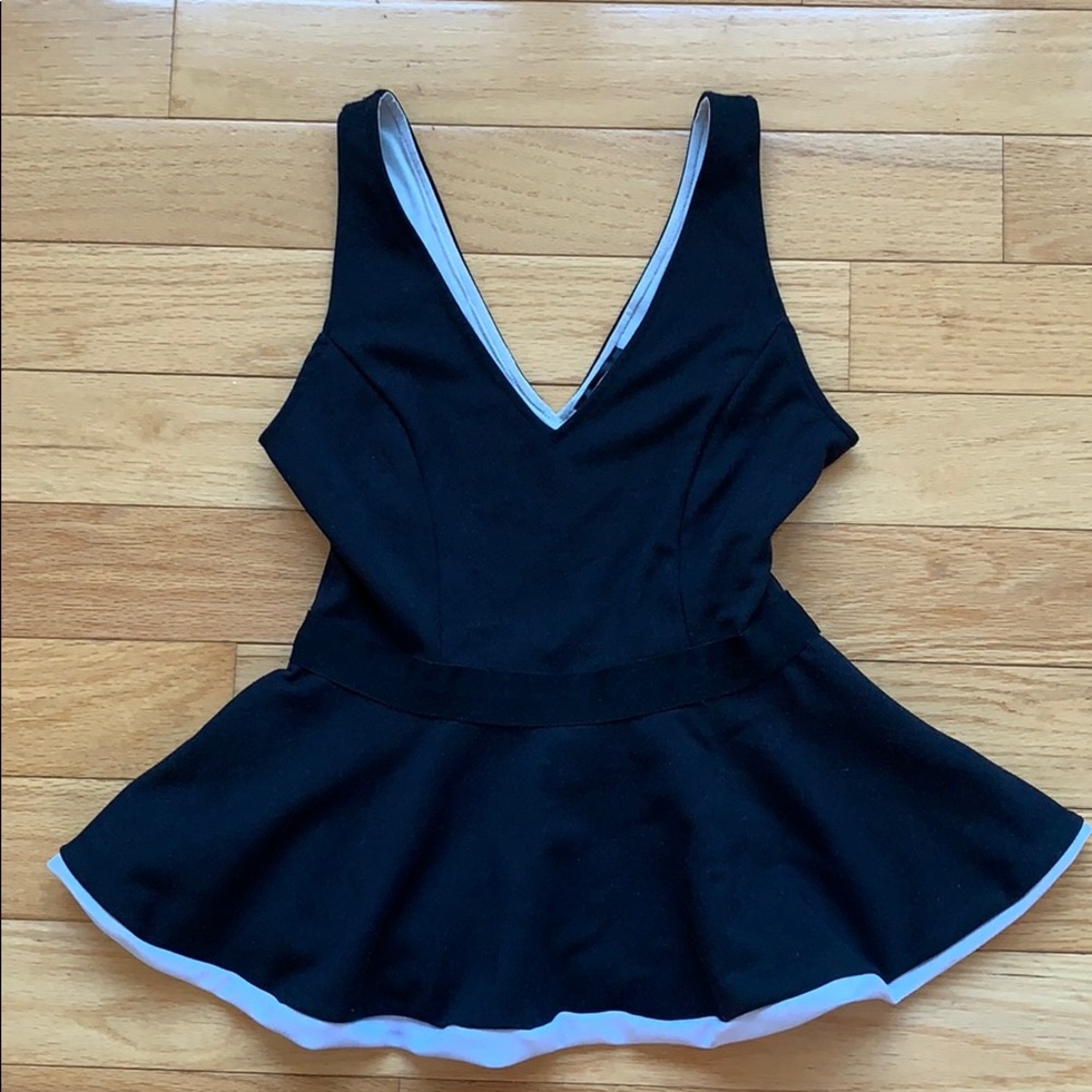 AQUA Black peblum top